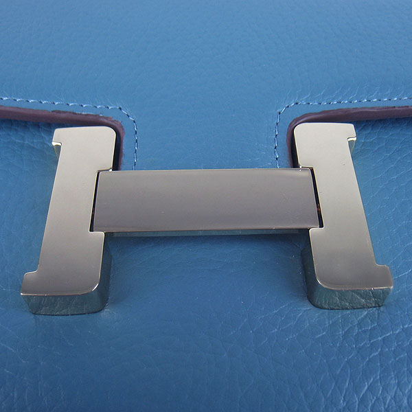 7A Hermes Constance Togo Leather Single Bag Blue Gold Hardware H020 - Click Image to Close